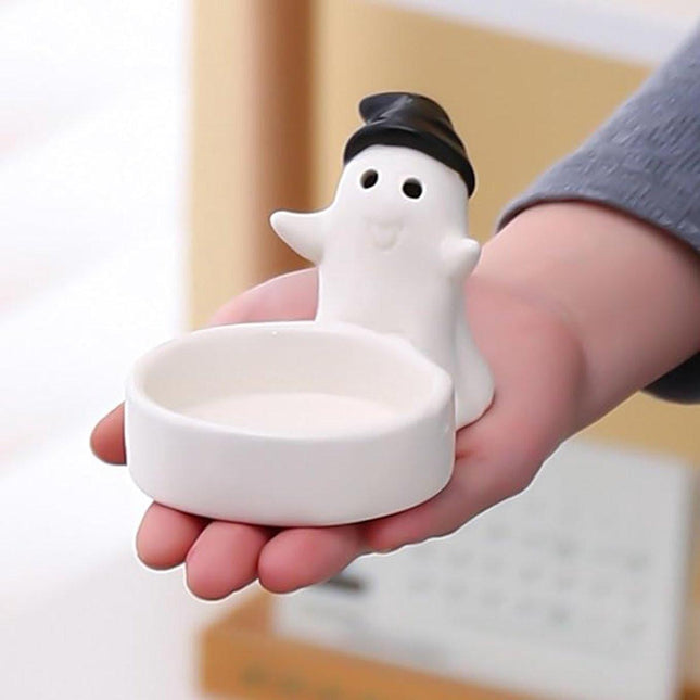 1 Piece - Ceramic Ghost Candle Holder - Cute Ghost Ornament - Birthday Gift - Desk Decoration (Style 1).