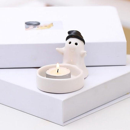 1 Piece - Ceramic Ghost Candle Holder - Cute Ghost Ornament - Birthday Gift - Desk Decoration (Style 1).