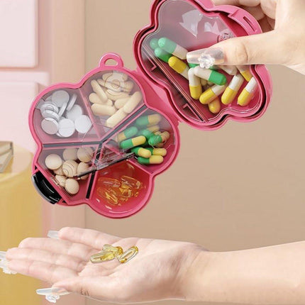 Mini Pill Box - Portable Jewelry Box - Flower-Shaped Storage Box - For storing small accessories - Suitable for boys and girls (Pink).