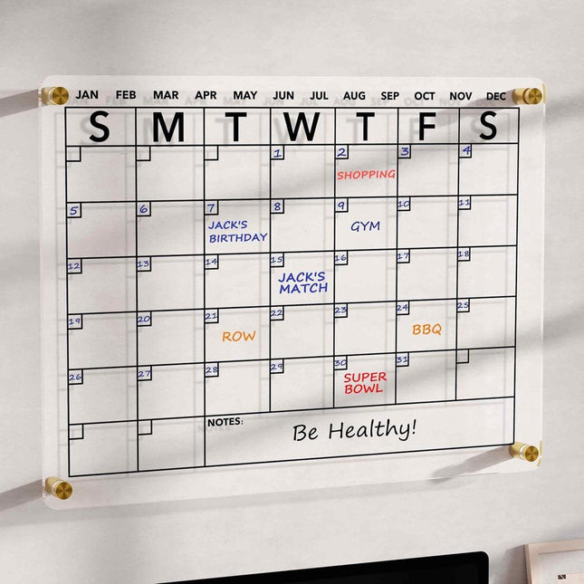 Magnetic Weekly Planner - Planning Board - Family Planner - To-Do Planner | Transparent Acrylic | Erasable | Includes 8 colored markers 30*20cm.
