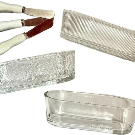 Airtight Containers - Airtight Containers with Butter - Airtight Containers with Cheese - With Butter Knife - Unbreakable Glass Food Containers - With Silicone Sealing Ring - Kitchen Butter Container (Type A).