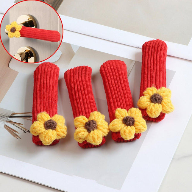 Door Handle Gloves - 4-Piece Set - Knitted Door Handle Gloves - Soft Door Handle Gloves - Warm Door Handle Gloves for Winter.