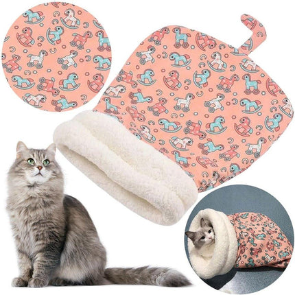 Cat Bed - Pet Sleeping Bag - Warm Pet Bed - Winter Cat House - Suitable for Indoor Use - Comfortable and Sheltered - Give Your Pet a Warm Hideaway (Pink, One Size).