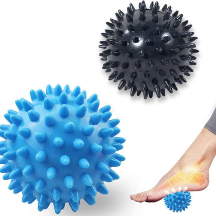 Massage Balls - (Pack of 3) - Trigger Point Massage Balls - Massage Balls with Soothing Points - Pointed Balls - Hedgehog Balls - Trigger Point Exercise Balls - For massaging leg, shoulder, hip and foot muscles (Blue/Black 7.5 cm).