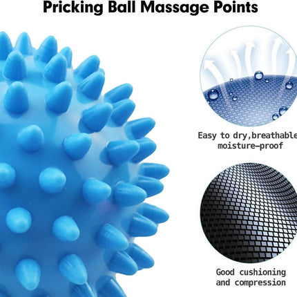 Massage Balls - (Pack of 3) - Trigger Point Massage Balls - Massage Balls with Soothing Points - Pointed Balls - Hedgehog Balls - Trigger Point Exercise Balls - For massaging leg, shoulder, hip and foot muscles (Blue/Black 7.5 cm).