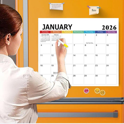 2026-2027 Magnetic Fridge Calendar - Agenda Calendar 2026 - Agenda Calendar 2026 - Calendar 2026 Weekly Calendar - 18 Month Planning Board (Jan 2026 - Jun 2027) - Large Format 30x25 cm - Sustainable Paper.