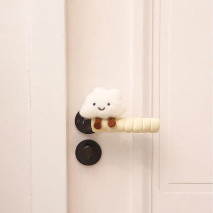 Protective Cover - Set of Two - Cute Cloud-Shaped Door Handle Gloves - Decorative Door Handle Protector Cover - Door Accessories (White).