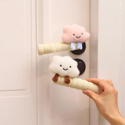 Protective Cover - Set of Two - Cute Cloud-Shaped Door Handle Gloves - Decorative Door Handle Protector Cover - Door Accessories (White).