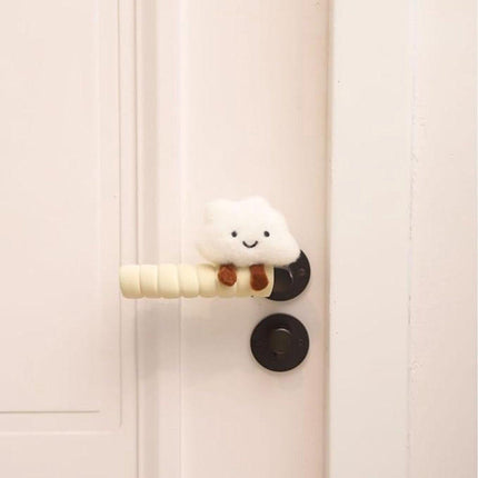 Protective Cover - Set of Two - Cute Cloud-Shaped Door Handle Gloves - Decorative Door Handle Protector Cover - Door Accessories (White).