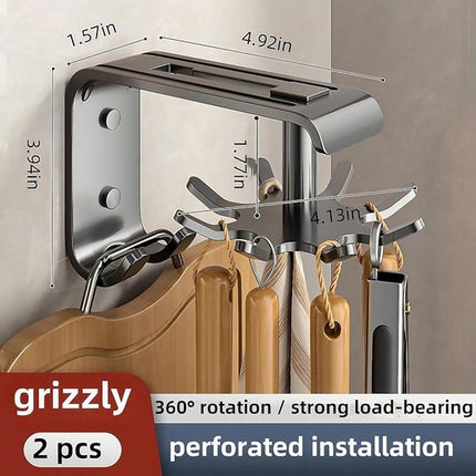 Kitchen Utensils - 2-Piece Hook - Cabinet Hook - Room Hook - Storage - Kitchen Storage - Suitable for Bathroom/Balcony/Bedroom/Knives/Tools/Towels (Black).