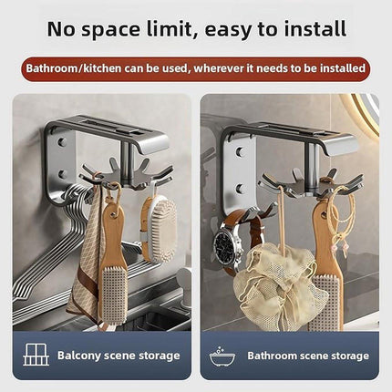Kitchen Utensils - 2-Piece Hook - Cabinet Hook - Room Hook - Storage - Kitchen Storage - Suitable for Bathroom/Balcony/Bedroom/Knives/Tools/Towels (Black).