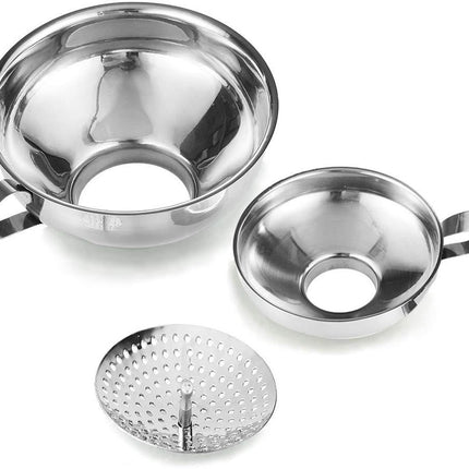 3-Pack - Funnels - Stainless Steel - Kitchen Funnels - Jam Can Funnels.