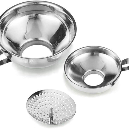 3-Pack - Funnels - Stainless Steel - Kitchen Funnels - Jam Can Funnels.