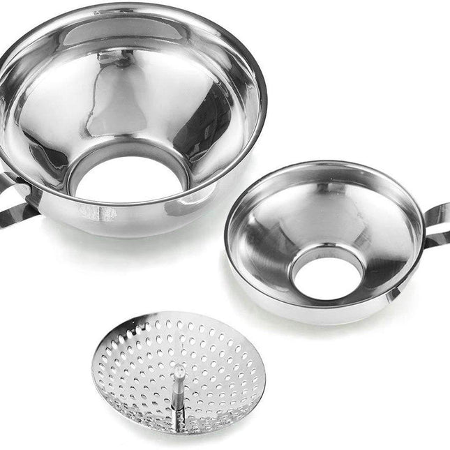 3-Pack - Funnels - Stainless Steel - Kitchen Funnels - Jam Can Funnels.
