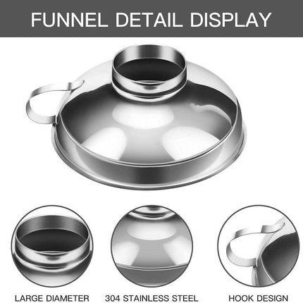 3-Pack - Funnels - Stainless Steel - Kitchen Funnels - Jam Can Funnels.