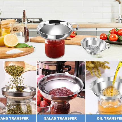 3-Pack - Funnels - Stainless Steel - Kitchen Funnels - Jam Can Funnels.