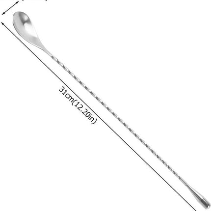 Stirring Spoons - 2 Pack - Stainless Steel Cocktail Spoons - 30cm Stainless Steel Cocktail Spoons - Long Handle Cocktail Mixer with Spiral Design - Suitable for bars, kitchens and other occasions..