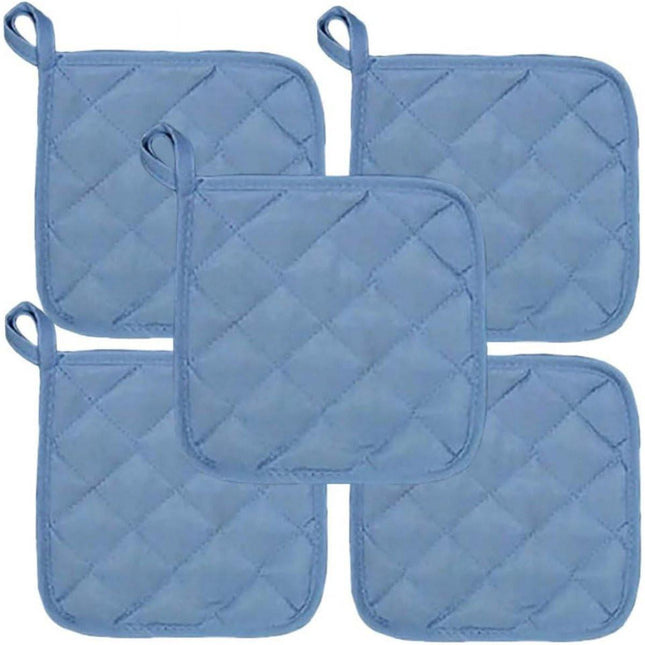 Placemat - Set of 5 Insulation Mats for the Kitchen - Heat Resistant Insulation Mats - Large Coasters for Daily Cooking and Baking (Dimensions: 6.5 x 6.5 Inches, Color: Blue).