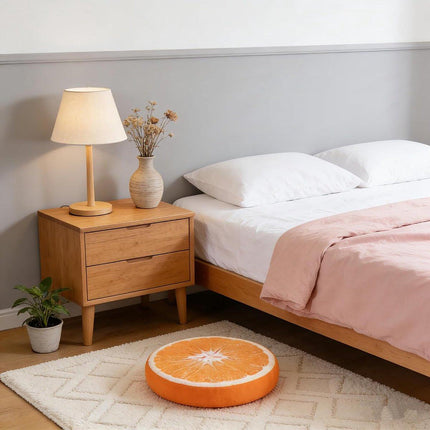 Round decorative cushion - soft filled cushion - play cushion - 40 cm - orange - suitable for sofas, chairs, floors, armchairs.