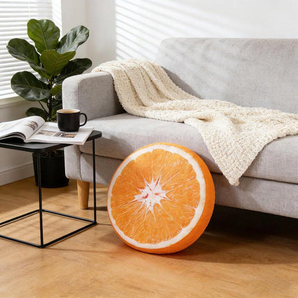 Round decorative cushion - soft filled cushion - play cushion - 40 cm - orange - suitable for sofas, chairs, floors, armchairs.