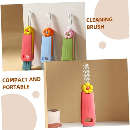 Brush - 3-piece set - Multifunctional cleaning brush - With soft bristles - Suitable for glass lids and bottle caps - Ideal for small spaces and cup accessories.