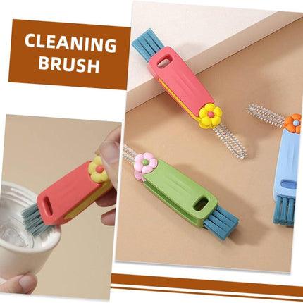 Brush - 3-piece set - Multifunctional cleaning brush - With soft bristles - Suitable for glass lids and bottle caps - Ideal for small spaces and cup accessories.