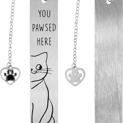 Bookmarks - Set of 2 - Cat Bookmarks - Cute Bookmarks - Bookmark Gifts for Book Lovers - Reading Bookmarks - Gifts for Boys, Girls, Kids & Friends - Cool School Supplies & Reading Gift - Stainless Steel.