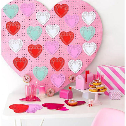 600 Paper Heart Tablecloths - Valentine's Day Decorations, Red/Pink/White Lace Cutouts - Valentine's Day Decorations for Weddings & Parties - 4 Inches.