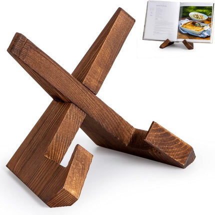 Recipe Rack - Wooden Recipe Shelf - Cookbook Rack - Multifunctional Display Rack - Kitchen Decoration - Brown.