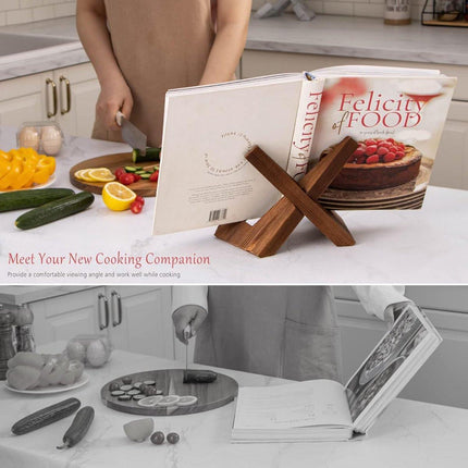 Recipe Rack - Wooden Recipe Shelf - Cookbook Rack - Multifunctional Display Rack - Kitchen Decoration - Brown.