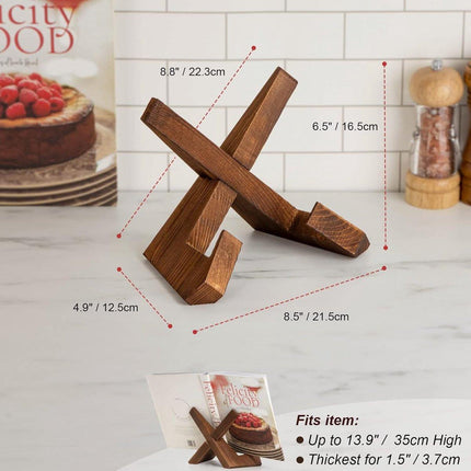 Recipe Rack - Wooden Recipe Shelf - Cookbook Rack - Multifunctional Display Rack - Kitchen Decoration - Brown.