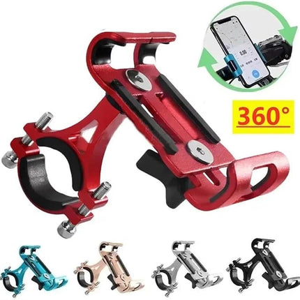 Phone holder for bicycle and motorcycle - Universal phone holder - 360° rotatable and tiltable - Bicycle accessories - Red.