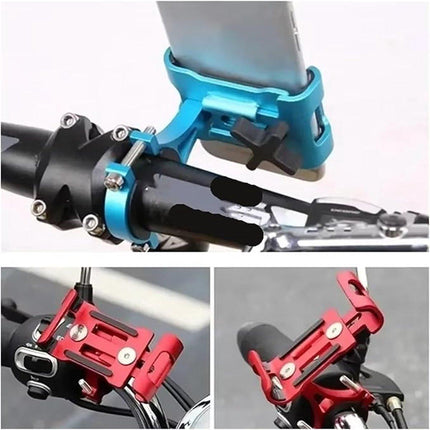 Phone holder for bicycle and motorcycle - Universal phone holder - 360° rotatable and tiltable - Bicycle accessories - Red.
