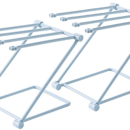 Storage Rack (Set of 2) - Kitchen Storage Rack - Space-Saving - Folding Rack - With 4 Supports, Corrosion-Resistant, Suitable for Storing Dishcloths, Cups and Baby Bottles - PP Material (Blue).