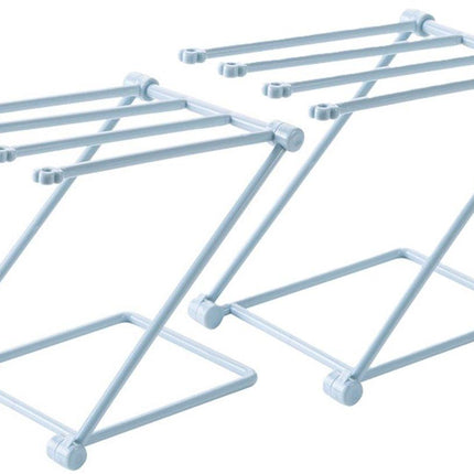 Storage Rack (Set of 2) - Kitchen Storage Rack - Space-Saving - Folding Rack - With 4 Supports, Corrosion-Resistant, Suitable for Storing Dishcloths, Cups and Baby Bottles - PP Material (Blue).
