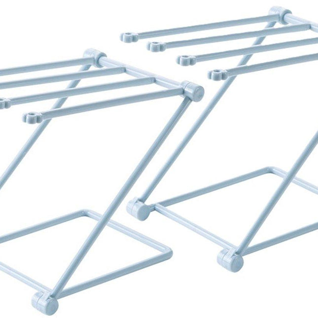 Storage Rack (Set of 2) - Kitchen Storage Rack - Space-Saving - Folding Rack - With 4 Supports, Corrosion-Resistant, Suitable for Storing Dishcloths, Cups and Baby Bottles - PP Material (Blue).