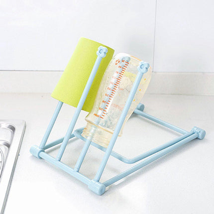Storage Rack (Set of 2) - Kitchen Storage Rack - Space-Saving - Folding Rack - With 4 Supports, Corrosion-Resistant, Suitable for Storing Dishcloths, Cups and Baby Bottles - PP Material (Blue).