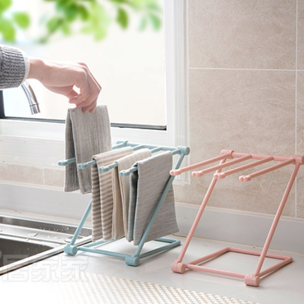 Storage Rack (Set of 2) - Kitchen Storage Rack - Space-Saving - Folding Rack - With 4 Supports, Corrosion-Resistant, Suitable for Storing Dishcloths, Cups and Baby Bottles - PP Material (Blue).