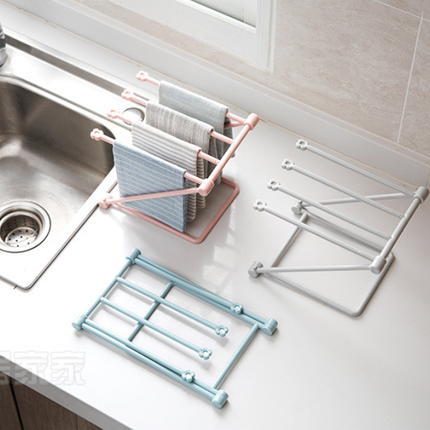 Storage Rack (Set of 2) - Kitchen Storage Rack - Space-Saving - Folding Rack - With 4 Supports, Corrosion-Resistant, Suitable for Storing Dishcloths, Cups and Baby Bottles - PP Material (Blue).