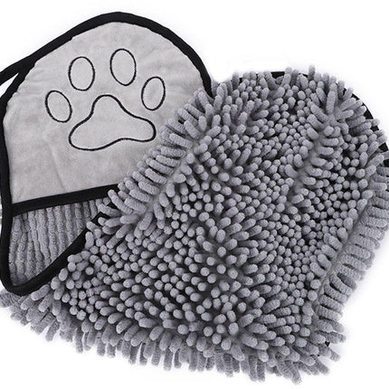 Dog Towel - Quick-drying dog towel - Super absorbent dog towel - Bath towel for dogs - Comfortable paw pockets - Suitable for indoor and outdoor use - Durable material - Machine washable (Gray, 62 x 25 cm).