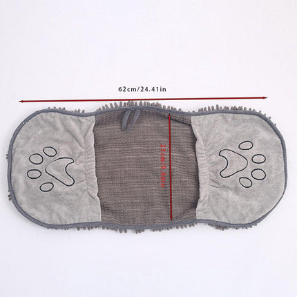 Dog Towel - Quick-drying dog towel - Super absorbent dog towel - Bath towel for dogs - Comfortable paw pockets - Suitable for indoor and outdoor use - Durable material - Machine washable (Gray, 62 x 25 cm).