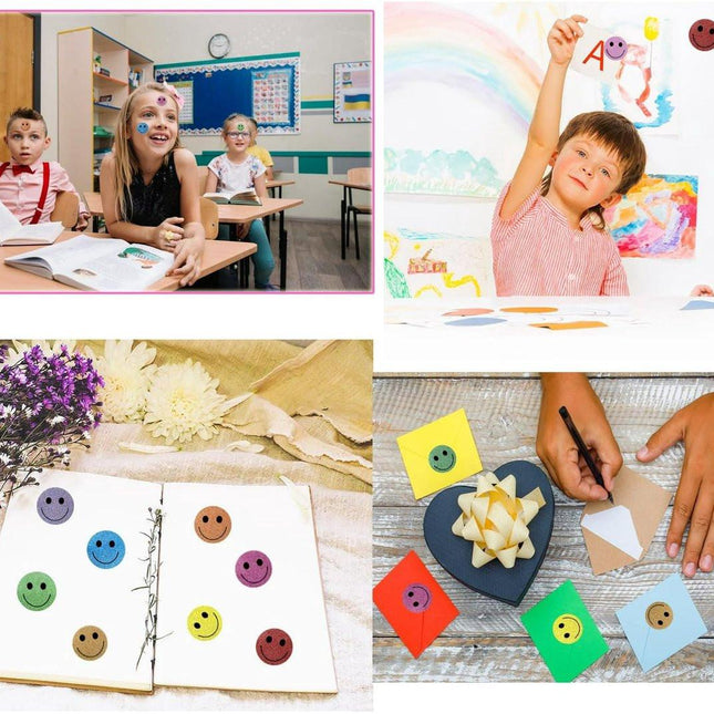 Glitter Dot and Smiley Face Stickers - Smiley Face Stickers for Kids - 500 Sheets of 1" Sheets, 10 Sheets of Colorful Glitter Dots and Glitter Stickers - School Planner - Classroom Supplies for Teachers.