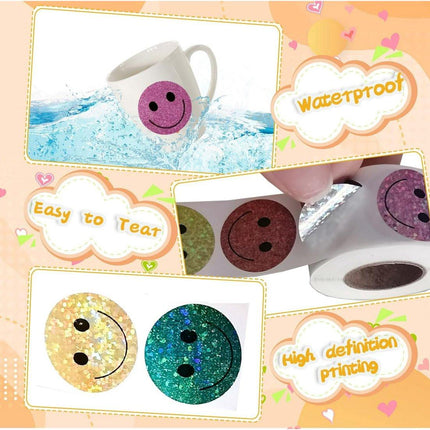 Glitter Dot and Smiley Face Stickers - Smiley Face Stickers for Kids - 500 Sheets of 1" Sheets, 10 Sheets of Colorful Glitter Dots and Glitter Stickers - School Planner - Classroom Supplies for Teachers.