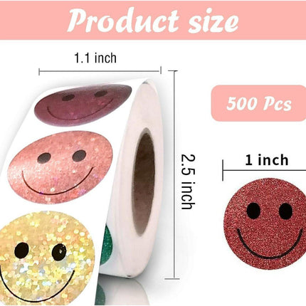 Glitter Dot and Smiley Face Stickers - Smiley Face Stickers for Kids - 500 Sheets of 1" Sheets, 10 Sheets of Colorful Glitter Dots and Glitter Stickers - School Planner - Classroom Supplies for Teachers.