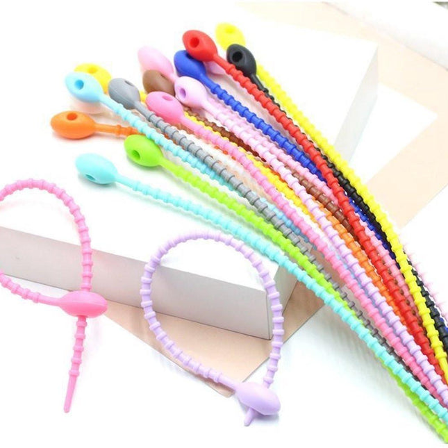 Cable Ties - Tyraps | Tie Wraps - 30 reusable silicone cable ties, 15 cm long with locking mechanism, suitable for home, office, kitchen, school, etc., assorted colors randomly selected.
