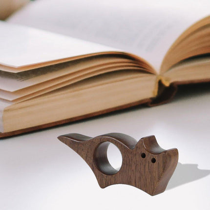 Book Binder - Cat-shaped book binder - Smooth walnut bookshelf - Thumb-shaped book binder - Reading aid - Ideal gift and reading accessory for book lovers - Gift for book lovers and literature enthusiasts (M).