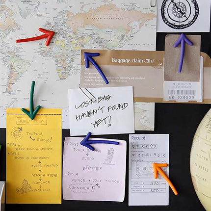 3D Arrow-Shaped Magnetic Notes - Fridge Magnets - 12-Piece Set for Whiteboard & Fridge - 2 Pieces in Each Color.