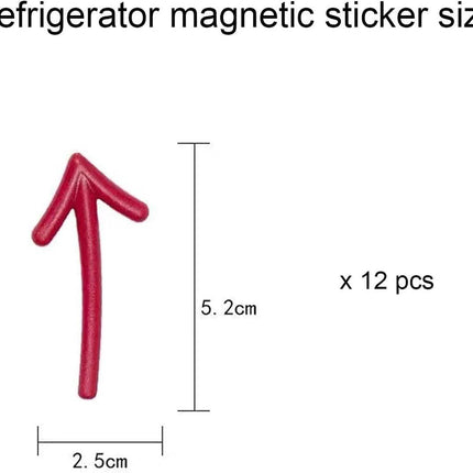 3D Arrow-Shaped Magnetic Notes - Fridge Magnets - 12-Piece Set for Whiteboard & Fridge - 2 Pieces in Each Color.