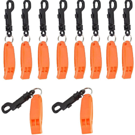 Emergency Whistle (10-Piece Whistle) - Sturdy and Durable Whistles, Suitable for Referees, Coaches, Emergencies, Lifeguards, Basketball, Football, Diving, Hiking, Adventure Sports, etc - Orange.