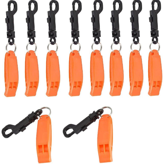 Emergency Whistle (10-Piece Whistle) - Sturdy and Durable Whistles, Suitable for Referees, Coaches, Emergencies, Lifeguards, Basketball, Football, Diving, Hiking, Adventure Sports, etc - Orange.